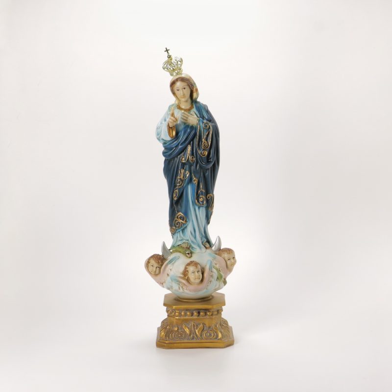 Nossa Senhora do Sameiro em marfinite pintada à mão, 55cm