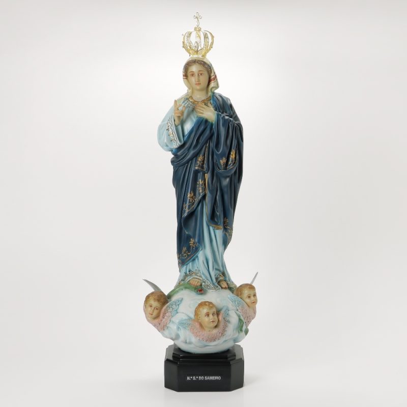 Nossa Senhora do Sameiro em marfinite com pintura de arte sacra, 83cm