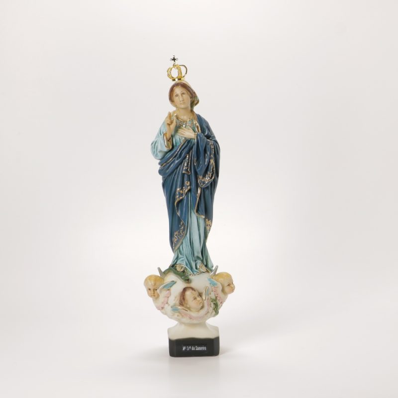 Nossa Senhora do Sameiro em marfinite pintada à mão, 43cm