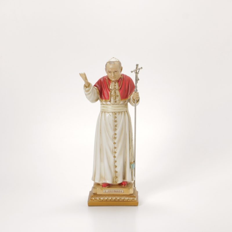 João Paulo II em marfinite pintada à mão, 33cm