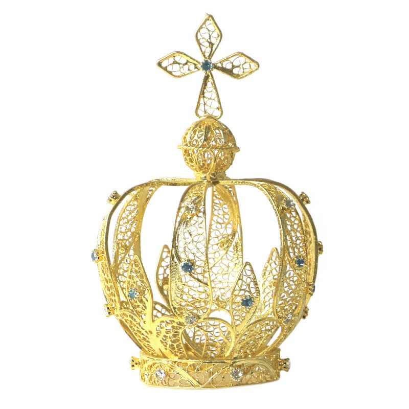 Coroa em filigrana com pedras azuis