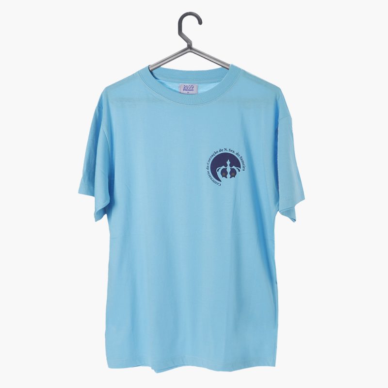 T-shirt azul e tamanhos variados  do Centenário da Coroação