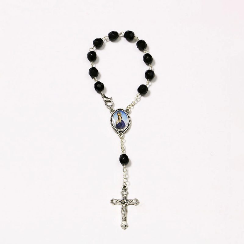 Dezena preta contas facetadas em cristal 16cm com fecho