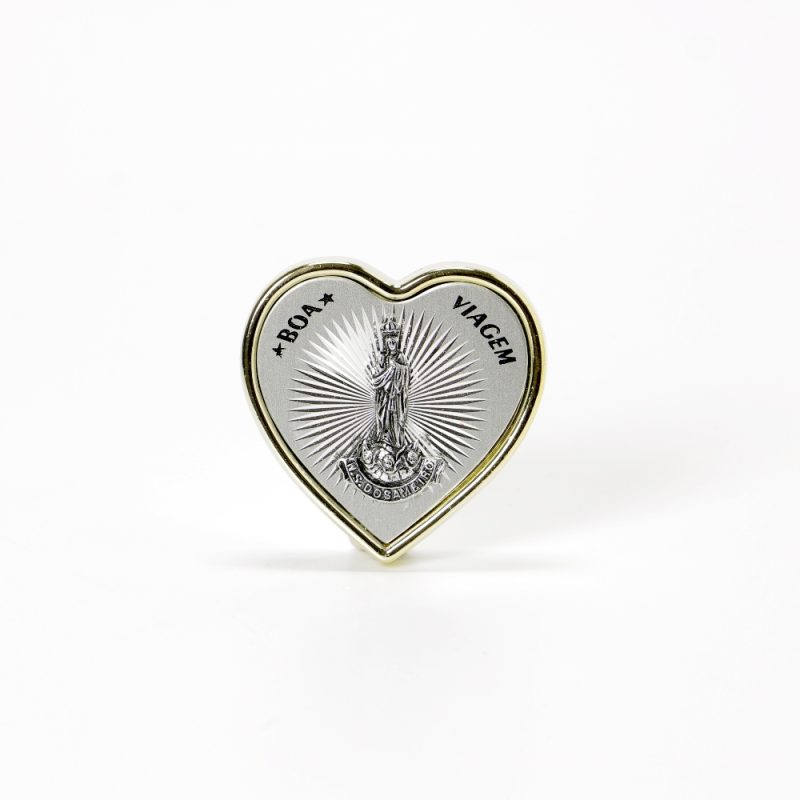 Íman em acrílico prateado em forma de coração