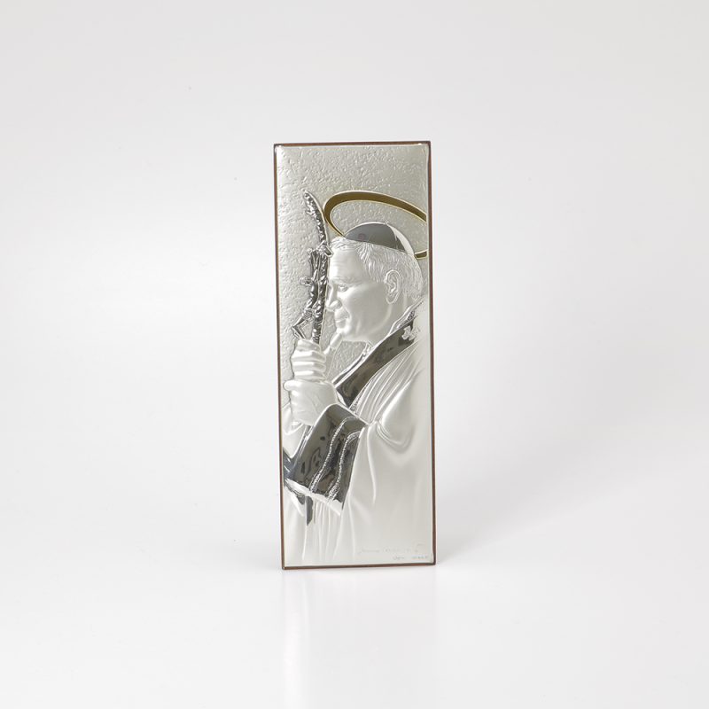 Placa em prata com o Santo Papa João Paulo II 6x16