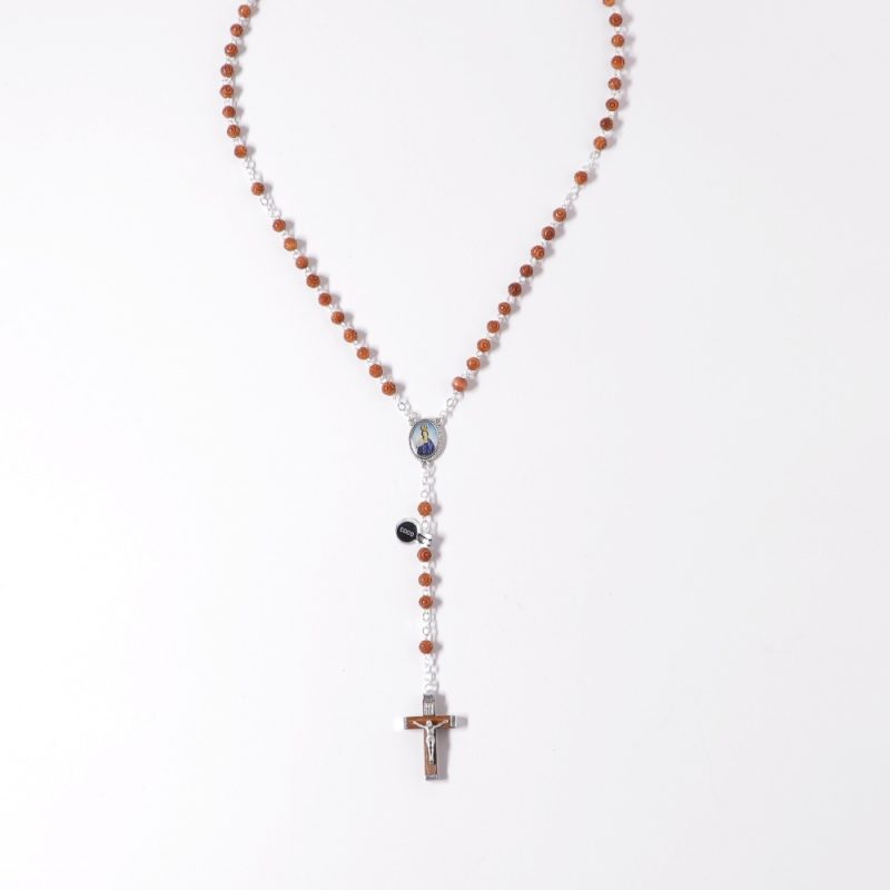 Terço com contas casca de coco 43cm