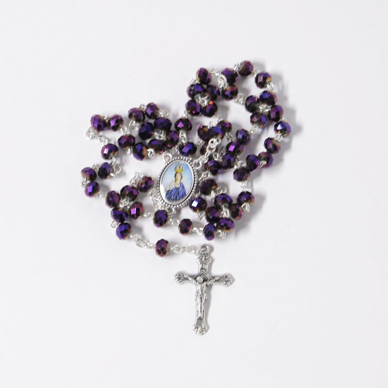 Terço cristal roxo facetado