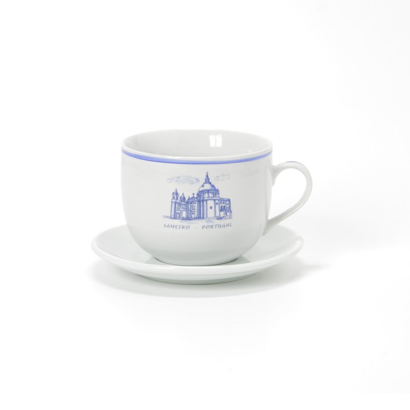 Chávena de pequeno almoço 50cl, com pires, em porcelana