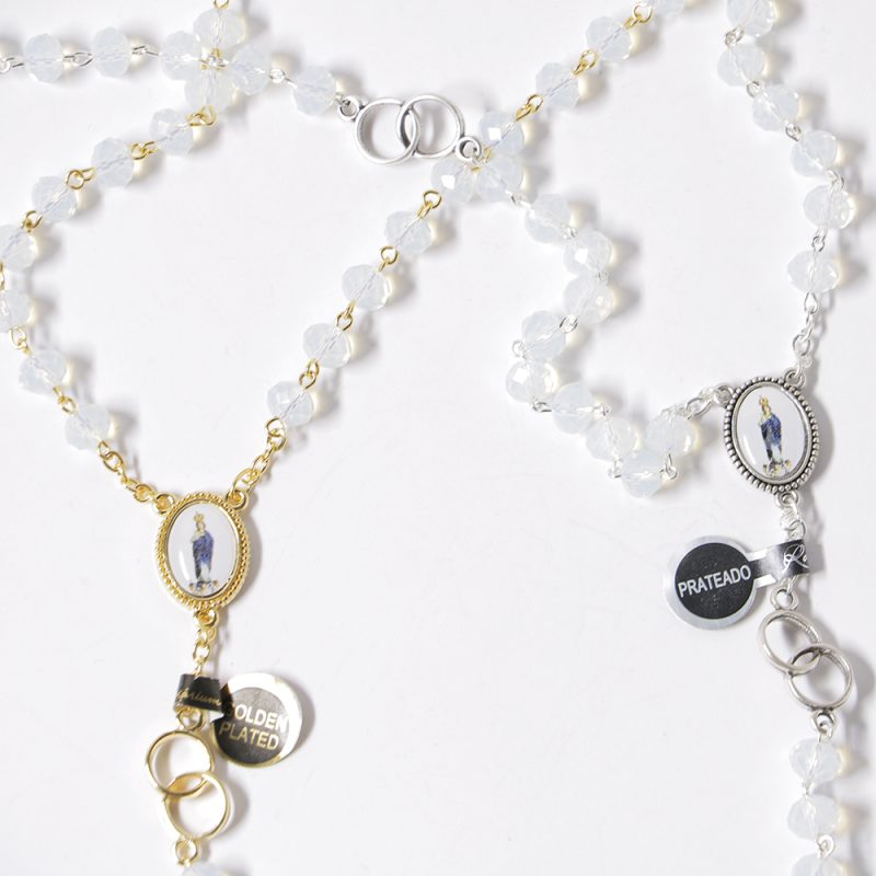 Terço matrimonial pedra da lua, conta 8mm, 48cm