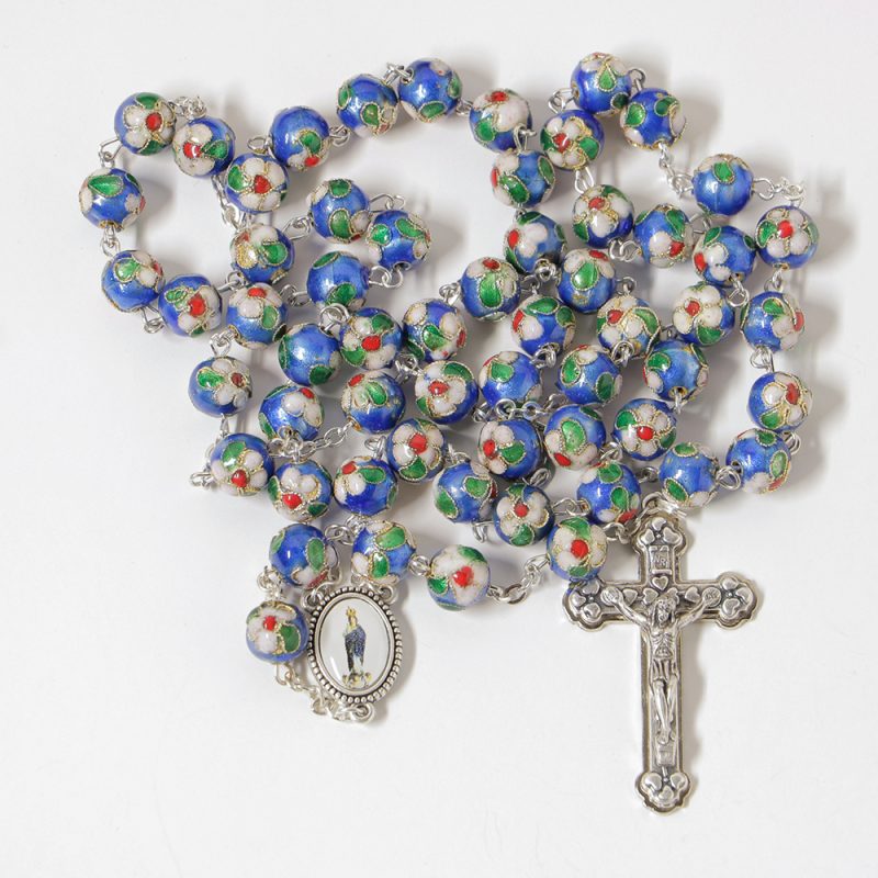 009-011-504-5056- Terço-cristal azul- cloissone- 61cm-Santuario-do-Sameiro-Braga-Portugal.junto