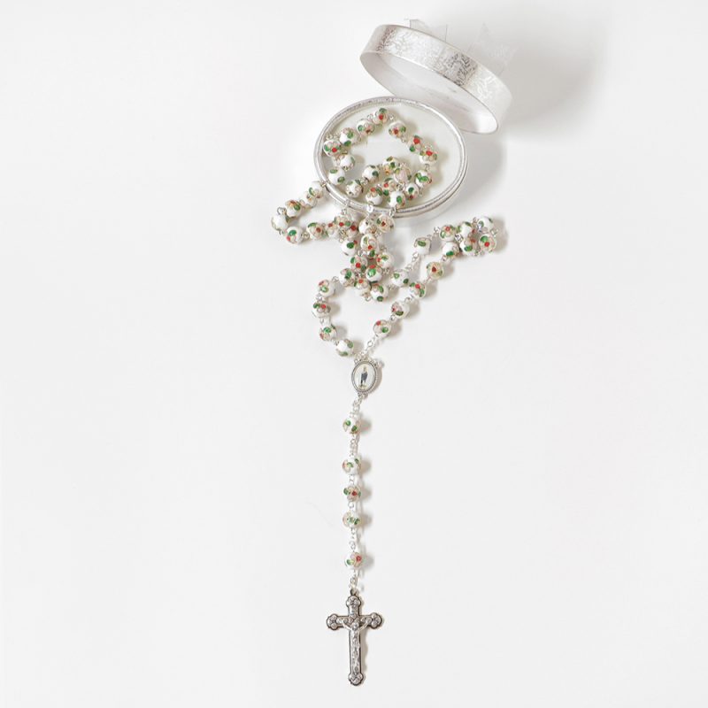 009-011-504-5056- Terço-cristal branco- cloissone- 61cm-Santuario-do-Sameiro-Braga-Portugal.caixagrande