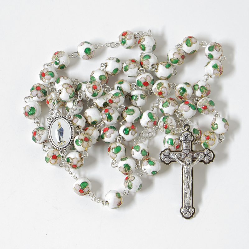 009-011-504-5056- Terço-cristal branco- cloissone- 61cm-Santuario-do-Sameiro-Braga-Portugal.junto