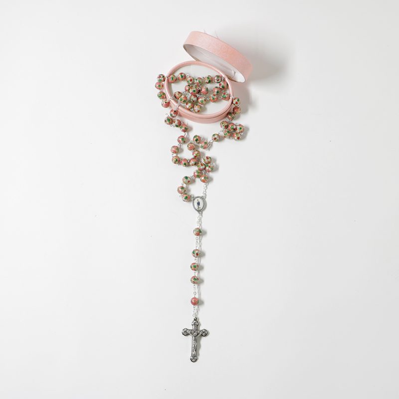 009-011-504-5056- Terço-cristal rosa- cloissone- 61cm-Santuario-do-Sameiro-Braga-Portugal.caixarosa