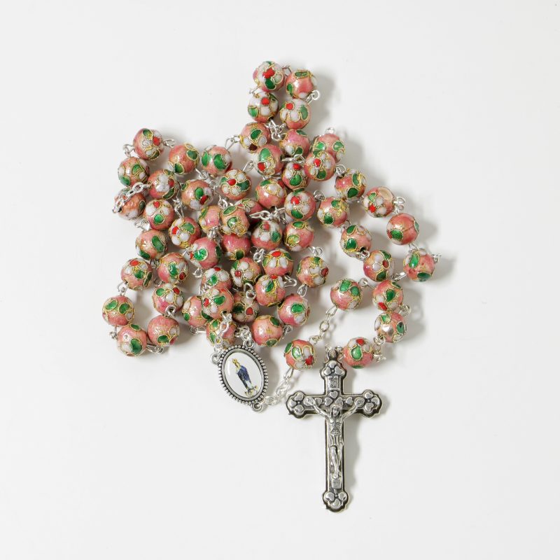 009-011-504-5056- Terço-cristal rosa- cloissone- 61cm-Santuario-do-Sameiro-Braga-Portugal.inteiro