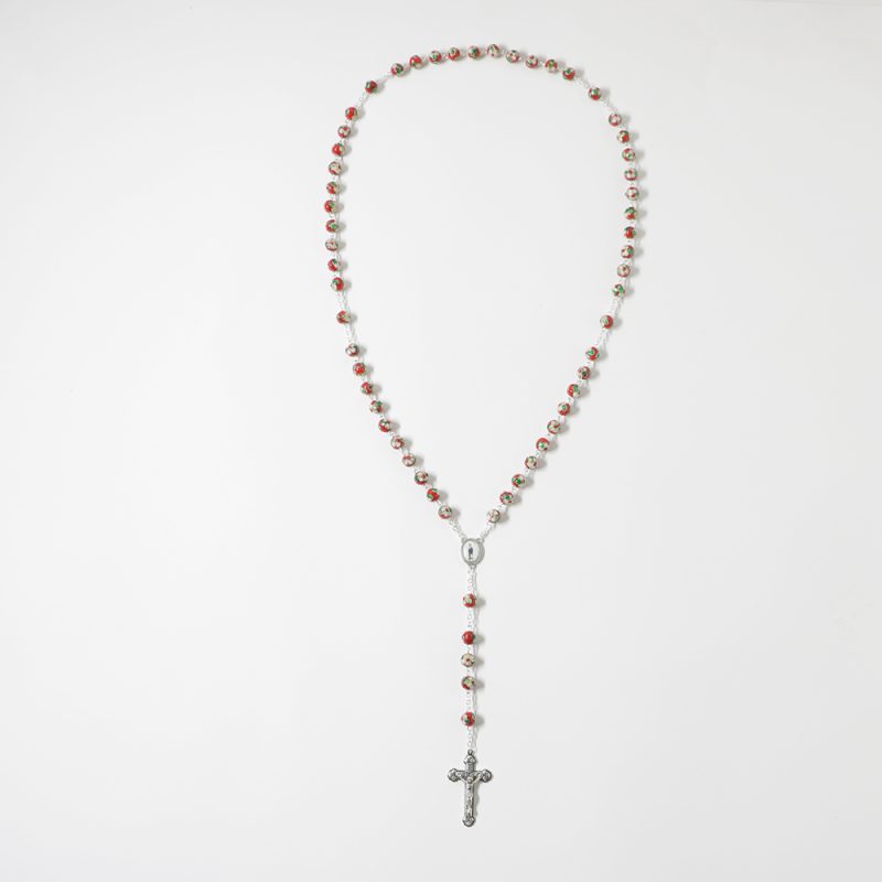 009-011-504-5056- Terço-cristal vermelho- cloissone- 61cm-Santuario-do-Sameiro-Braga-Portugal.inteiro