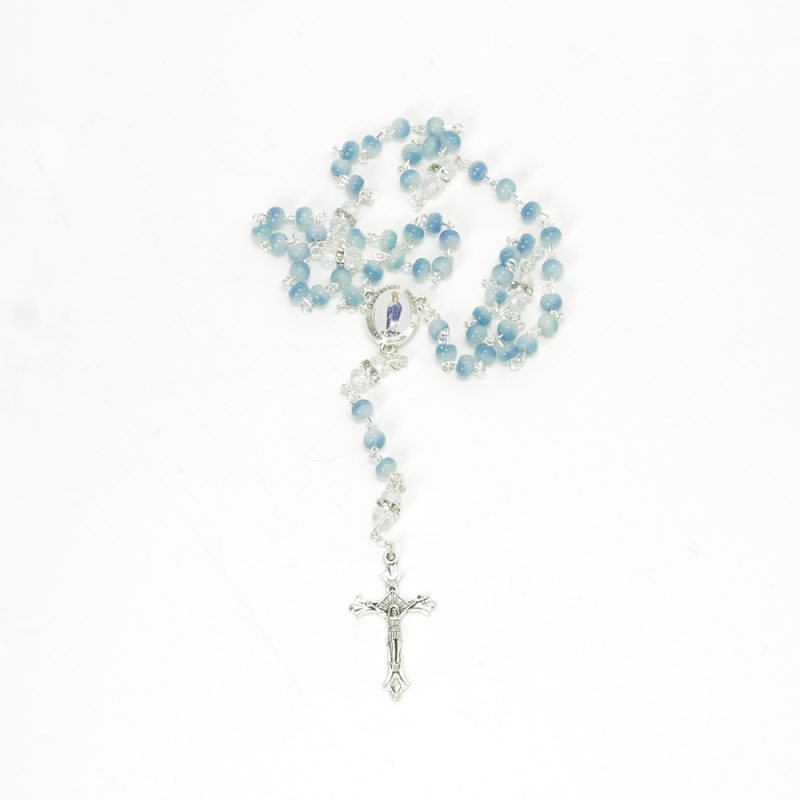 Terço azul claro com Nossa Senhora do Sameiro