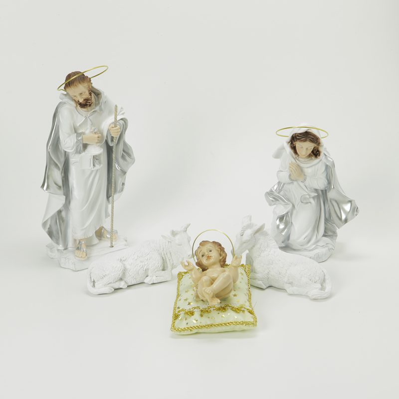 Presépio branco com cinza brilhante